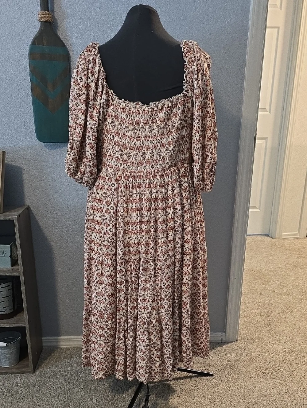 torrid Rust and Cream Smocked Midi Dress - Picture 2 of 2